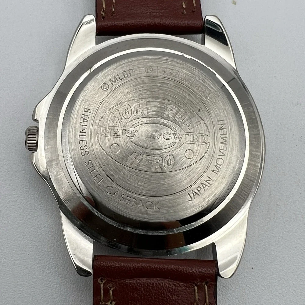 Mark McGwire Home Run Hero Wrist Watch Brown Leather Band Baseball Collectible
